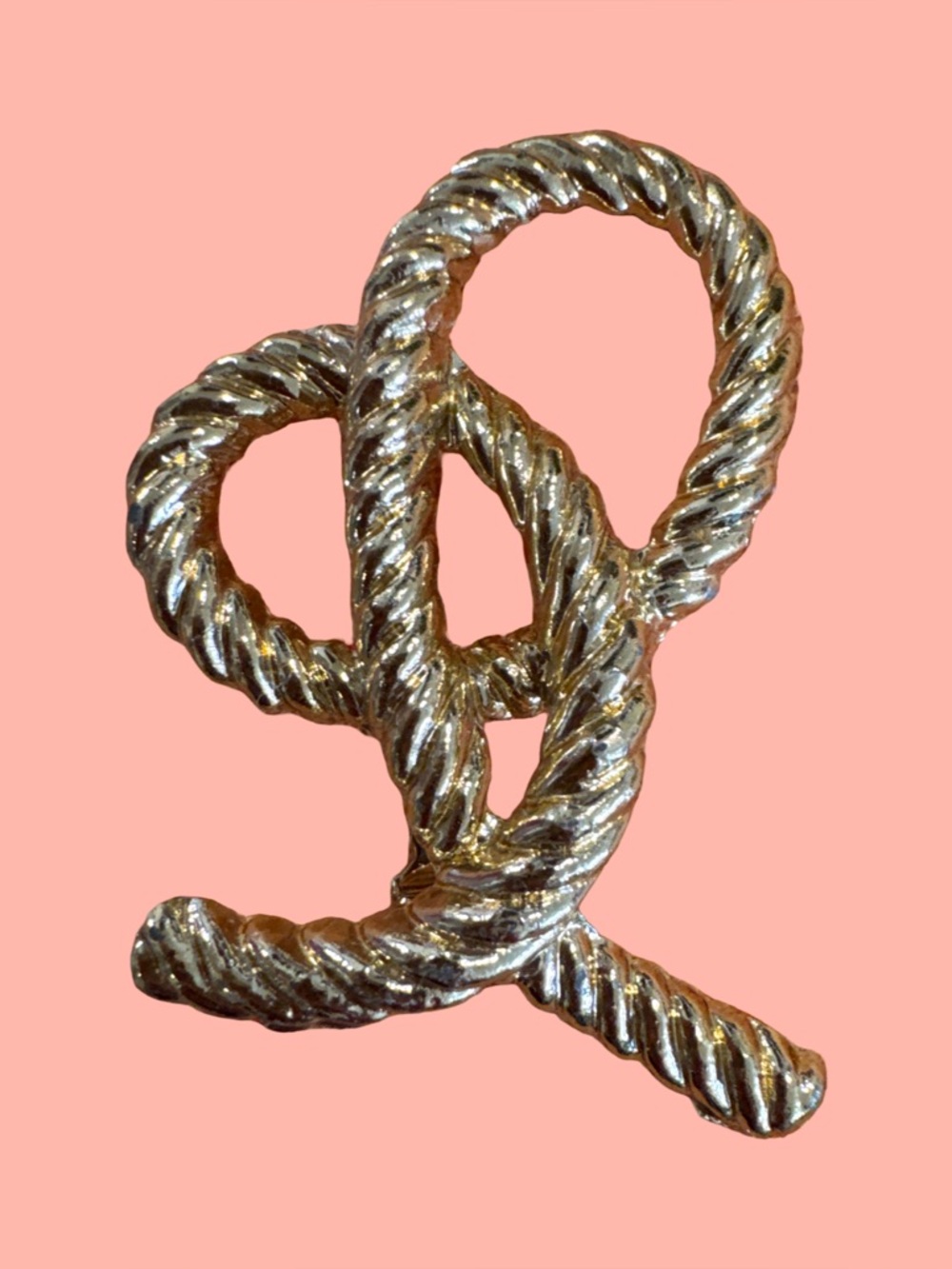 Gold Rope Knot Brooch - Textured Nautical Pin